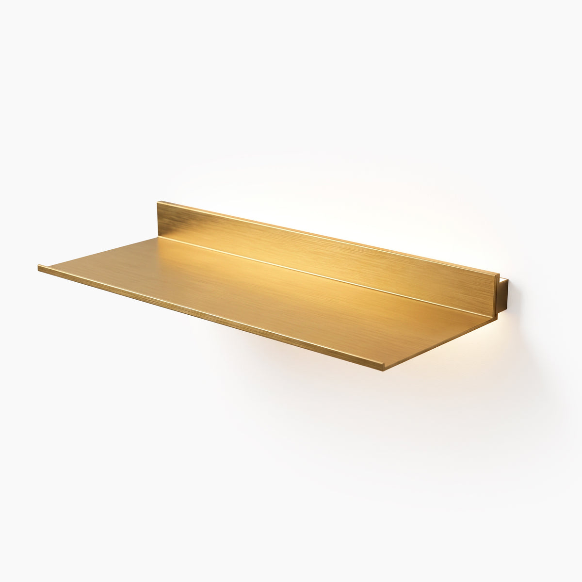 Brushed Gold LED Aluminum Floating Shelf - Celeste’s Interiors - Thoughtfully Made for Your Home.