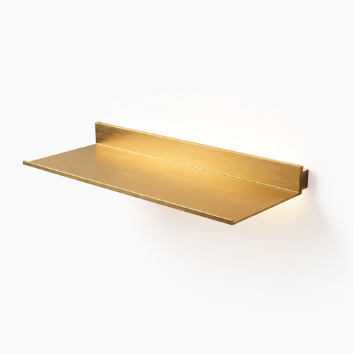 Brushed Gold LED Aluminum Floating Shelf - Celeste’s Interiors - Thoughtfully Made for Your Home.