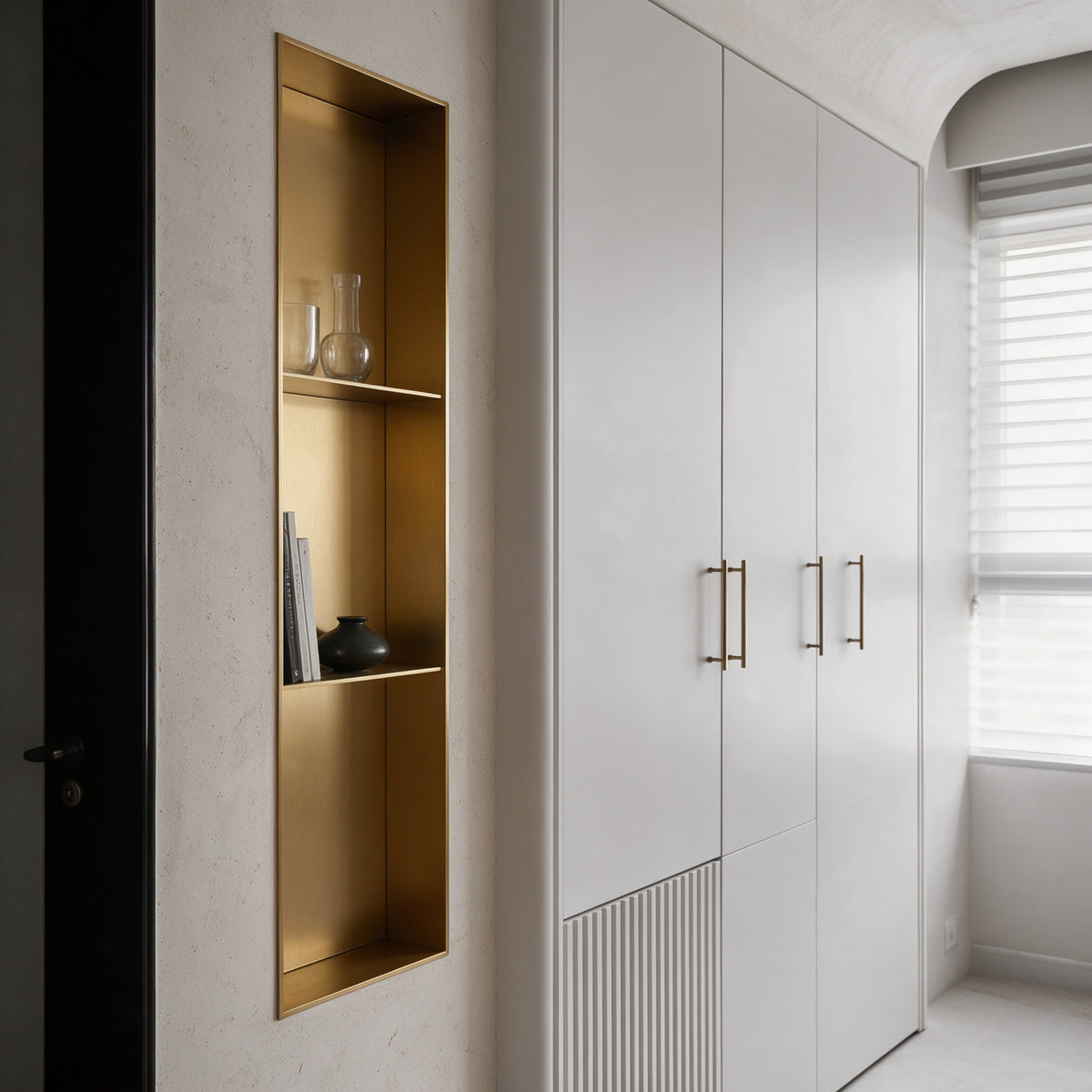Modern Custom Stainless Steel Wall Niche - Celeste’s Interiors - Thoughtfully Made for Your Home.